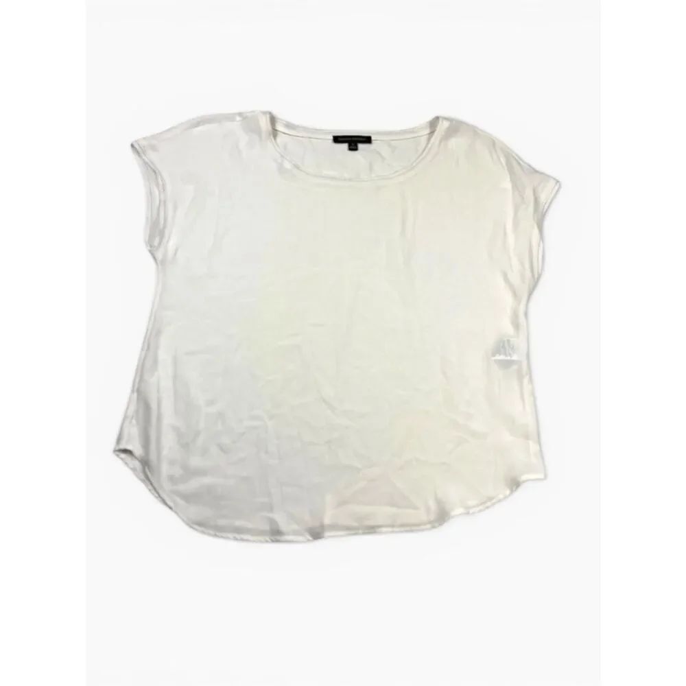 Banana Republic Ivory Minimalist Short Sleeve Blouse Relaxed Fit Dressy Shirt S